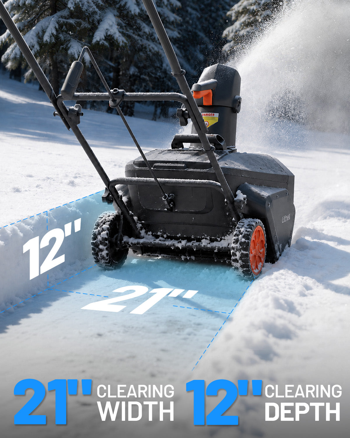 【Pre-Order】Litheli 20" Cordless Snow Blower, 20-Inch Brushless Snow Thrower with LED Lights, 180° Adjustable Chute & Foldable Handle