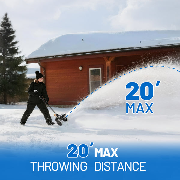 U20 2×20V 13" Brushless Cordless Snow Shovel | Includes 2×4.0Ah SE Batteries | 16.18lbs, 20 ft Snow Throw, Clears up to 6-car Driveways