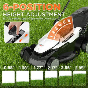 Litheli Cordless Lawn Mower, 2*20V Electric Lawn Mowers, 18 Inch, 6-Position Height Adjustment, Light Weight, With 2*4.0Ah Portable Battery, for Garden/Yard/Farm