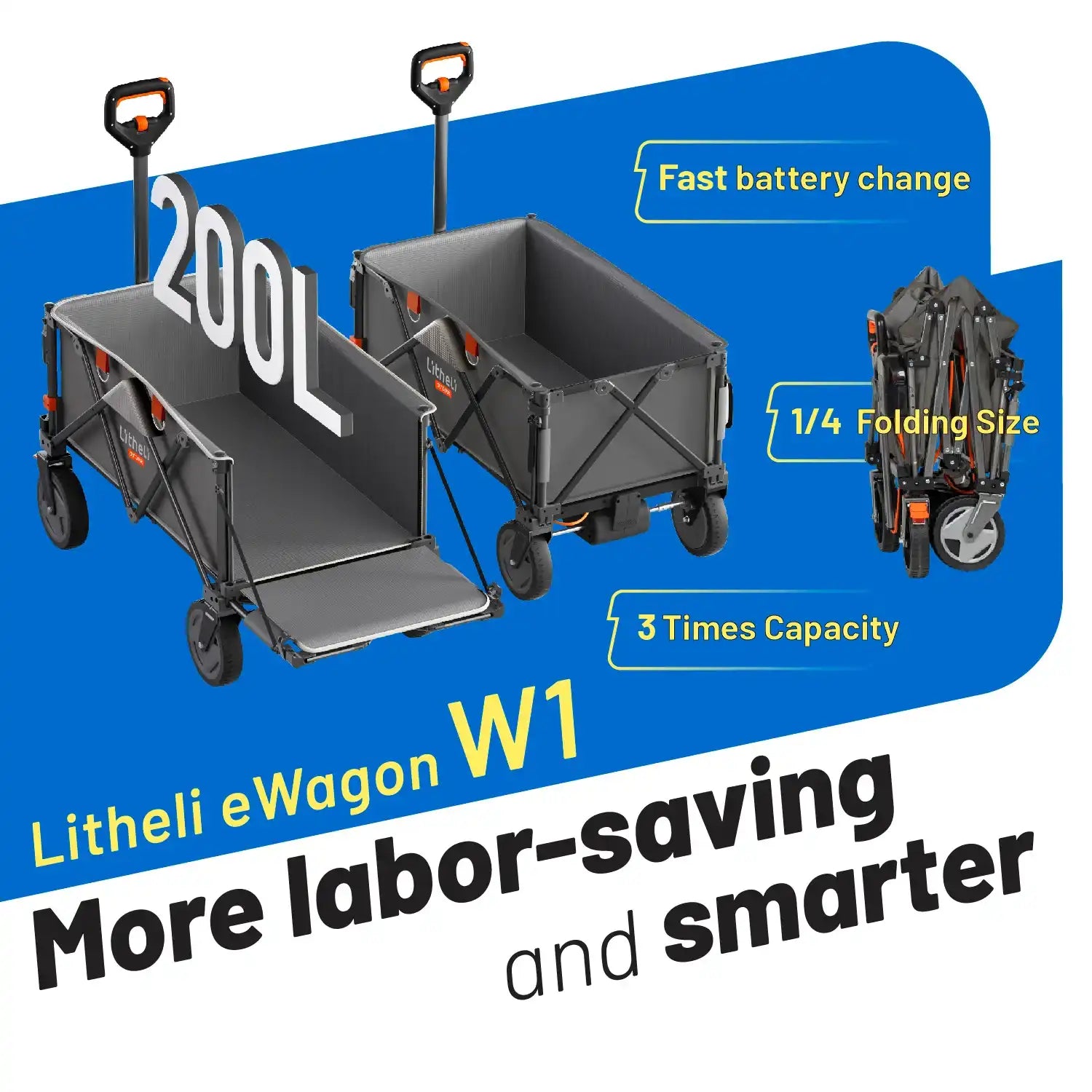 Litheli V140i SE Grey : The Ultimate Electric Camping Wagon|With 1 × 4.0Ah SE Battery