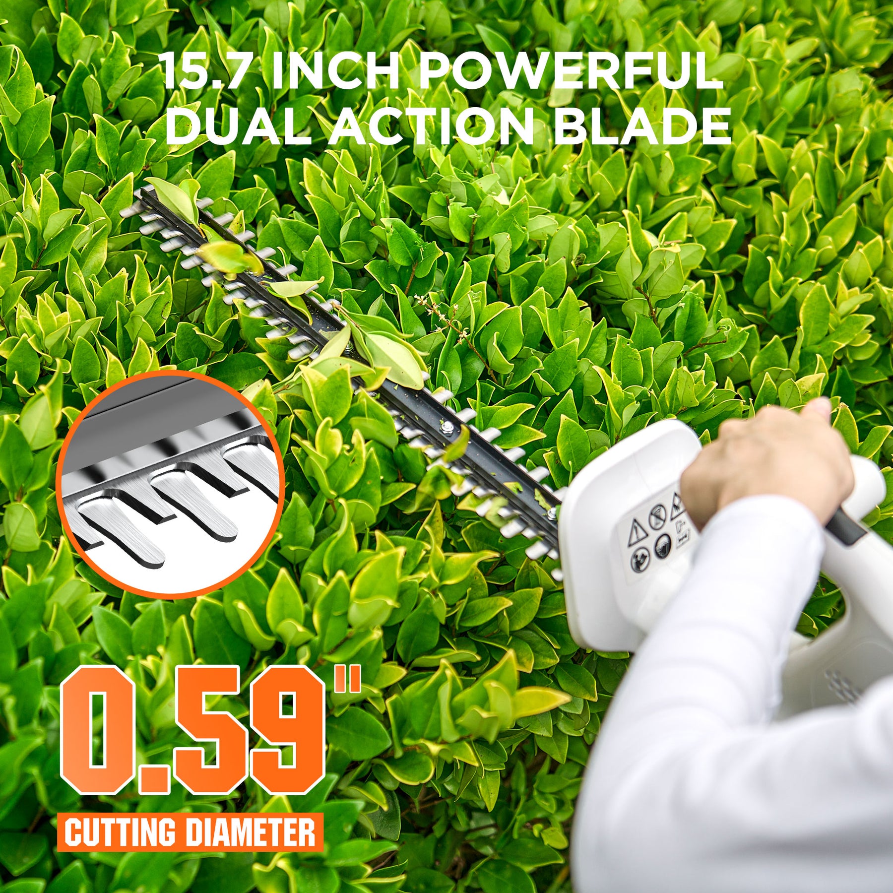 Litheli 20V 16'' Cordless Electric Hedge Trimmer, With 2.5Ah Portable Battery, for Bush & Shrub Cutting, Trimming, Pruning