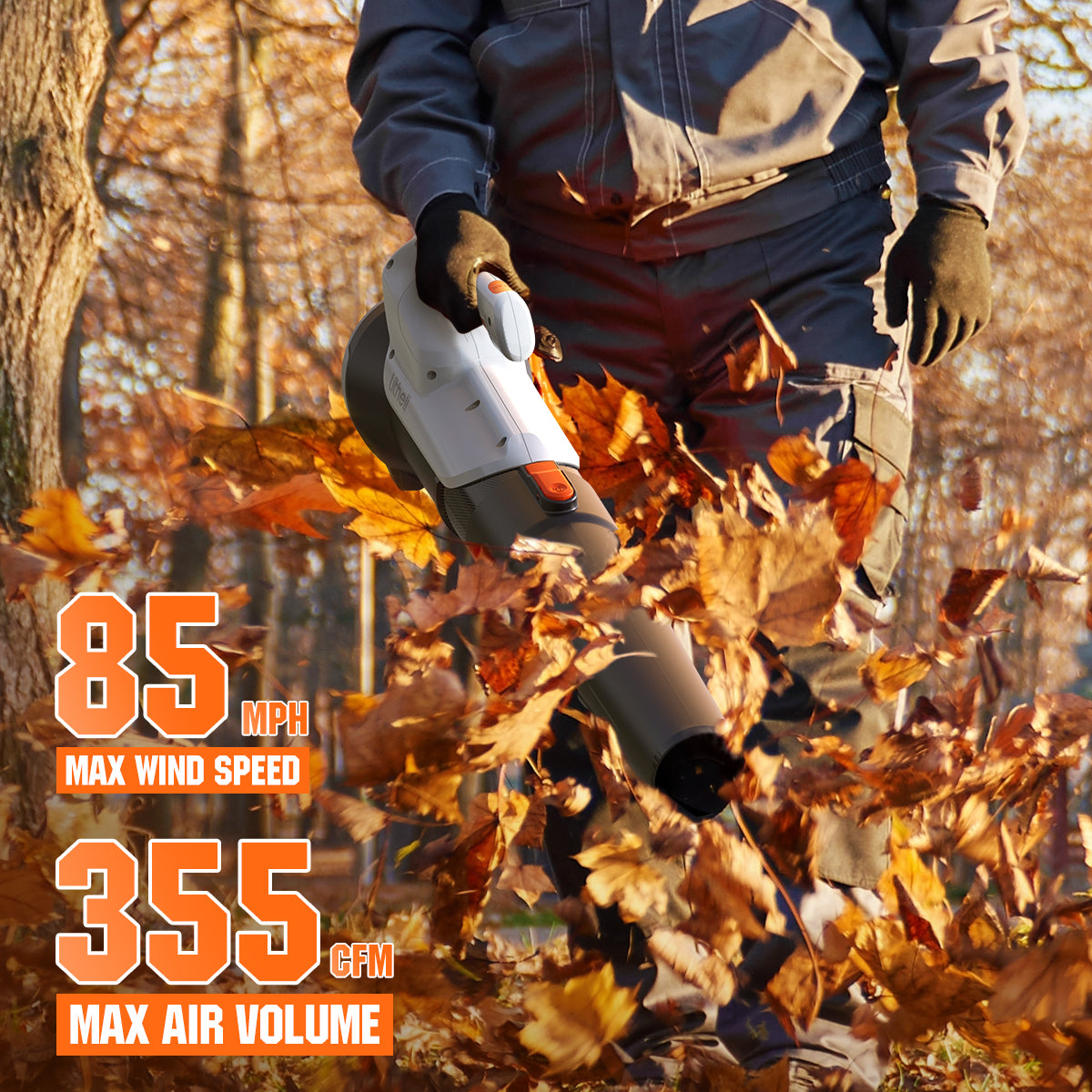Litheli 20V Cordless Leaf Blower 85 MPH 2-Speed Turbine Electric Blowing Leaf for Lawn Care, Patio, Dust, Leaves, with 2.5Ah Portable Battery