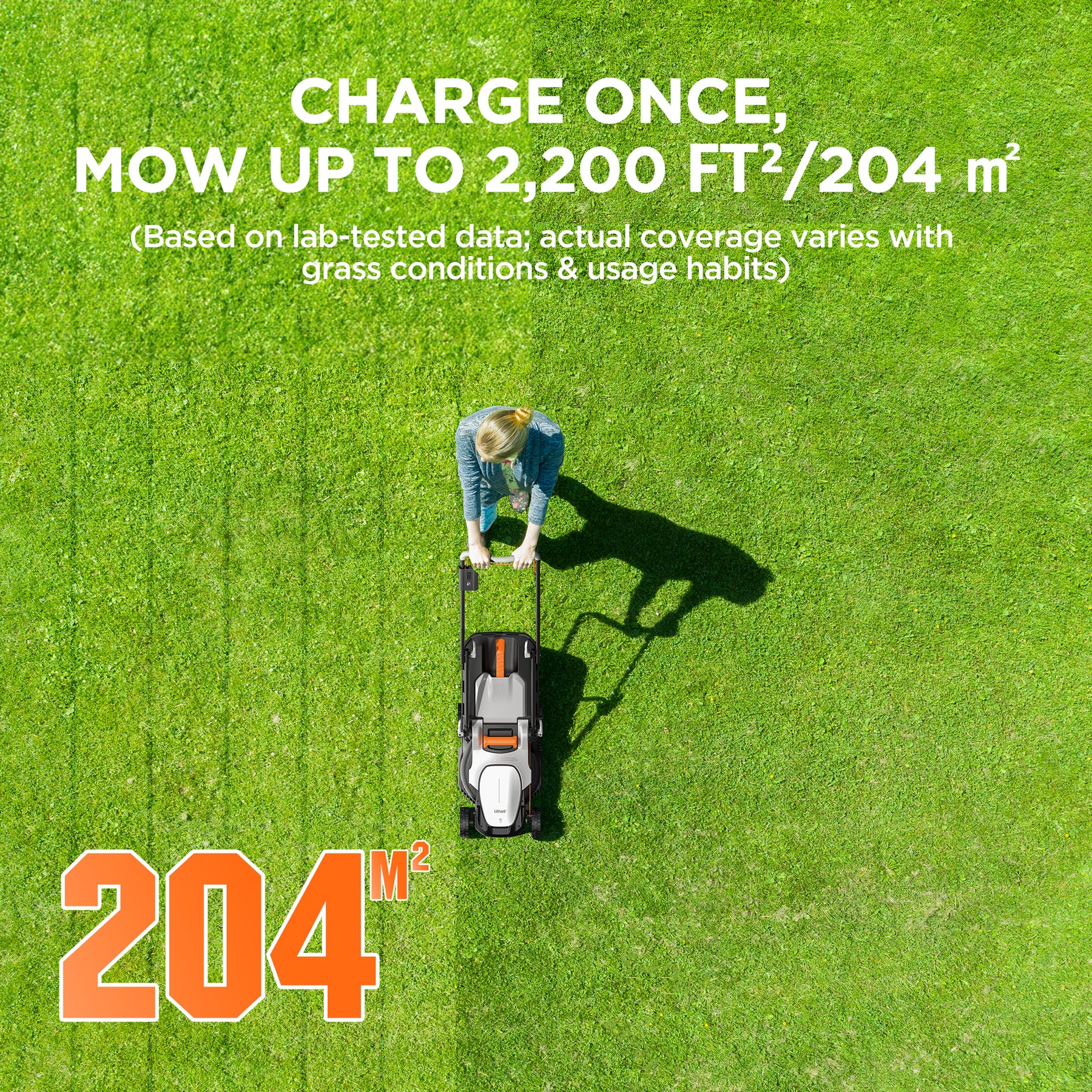 Litheli Cordless Lawn Mower, U20 Series 20V Electric Lawn Mowers, 13 Inch, Adjustment Heights, Light Weight, With 2*2.0Ah Portable Battery, for Garden/Yard/Farm