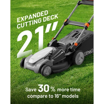 Litheli Brushless Lawn Mower, 40V 21" Cordless Lawn Mower, with 2*8.0Ah Battery&Dual Charger Included
