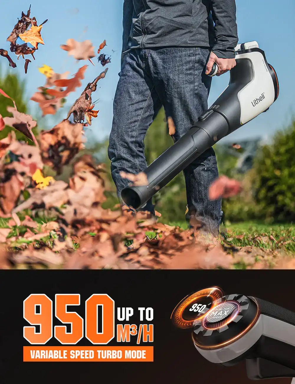 Litheli 2x20V 560CFM Brushless Leaf Blower, U20 Series Electric Leaf Blowers Battery Powered for Blowing Leaf, Dust, Snow, Debris, with 4.0Ah Portable Battery Included