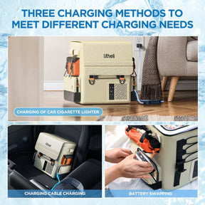 Litheli 16L Backpack Refrigerator, 55W Portable Electric Fridge Freezer Compressor Cooler for Fast Cooling Down to -4°F with Ergonomic Backpack Design for Camping Car RV Home