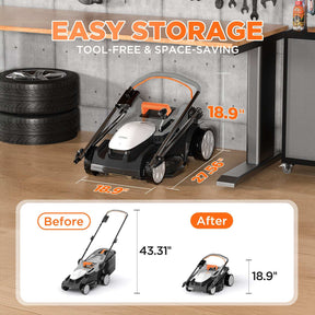 Litheli Cordless Lawn Mower, 2*20V Electric Lawn Mowers, 16 Inch, Adjustment Heights, Light Weight, With 2*4.0Ah Portable Battery, for Garden/Yard/Farm