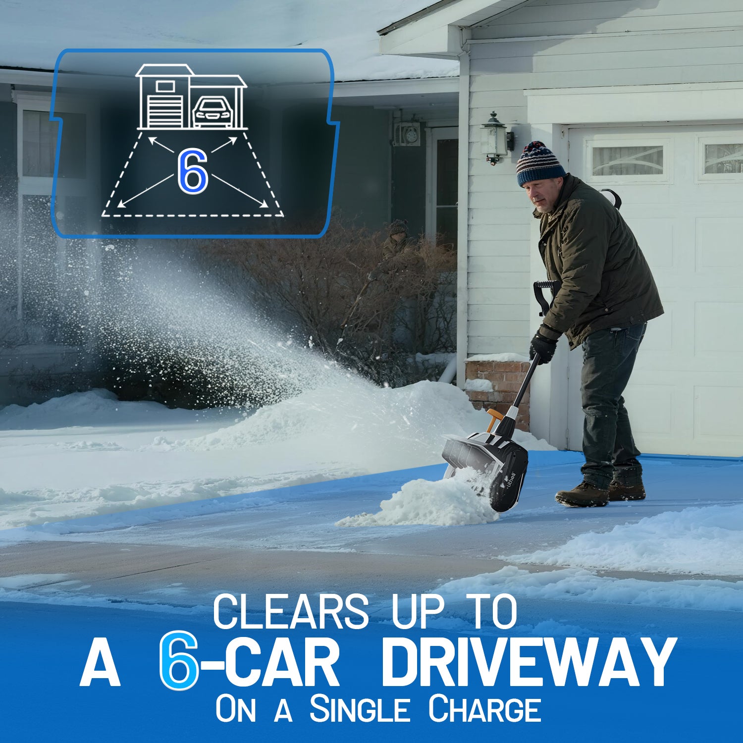 U20 2x20V 13" Brushless Cordless Snow Shovel | Includes 2x4.0Ah Batteries | 16.18lbs, 20 ft Snow Throw, Clears up to 6-car Driveways