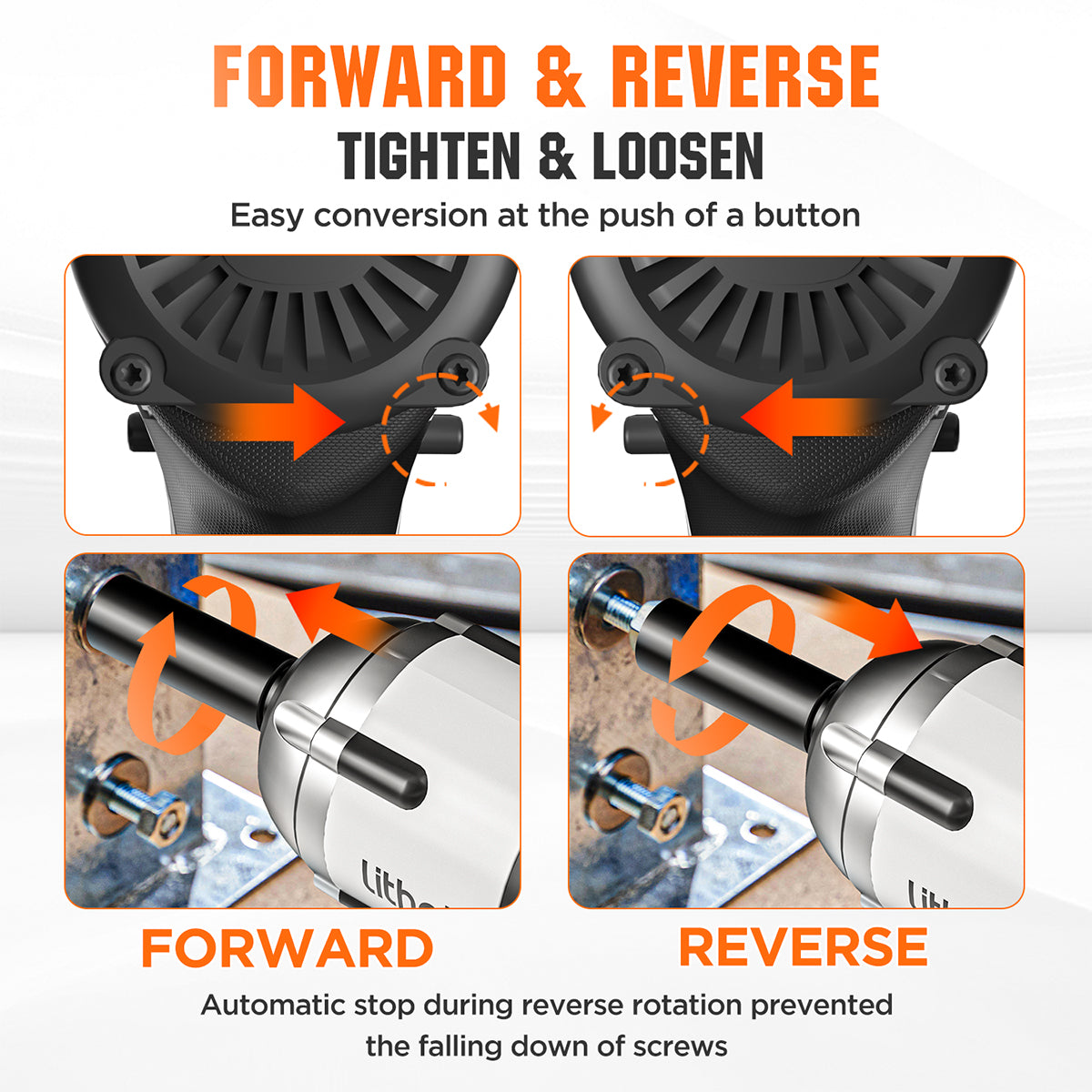 Litheli V20 Cordless Impact Wrench，1/2" Brushless Impact Drill with 332ft-lbs(450Nm) Max Torque,LED Light for Dark Environment, 2.5Ah Battery Power Impact Driver for Home Car Tires Mower