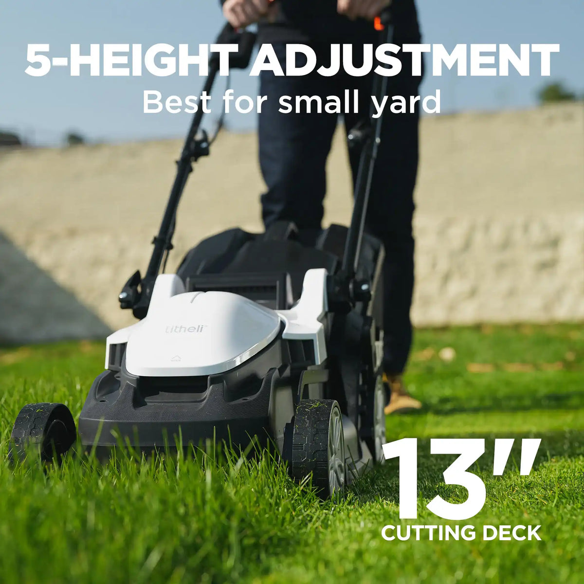 Litheli 12" Cordless Lawn Mower , 5 Heights Adjustment, 8 Gallon Capacity, U20 20V Electric Lawn Mowers for Garden With Brushless Motor, with 4.0Ah Portable Battery