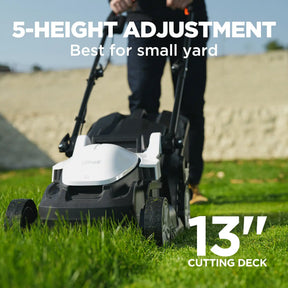 Litheli 12" Cordless Lawn Mower , 5 Heights Adjustment, 8 Gallon Capacity, U20 20V Electric Lawn Mowers for Garden With Brushless Motor, with 4.0Ah Portable Battery