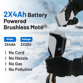 Litheli U20 Cordless Snow Shovel, 2*20V 12" Battery Powered Snow Thrower, Battery Snow Blower with Brushless Motor + 2*4.0Ah Portable Battery