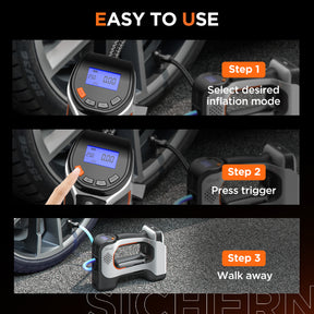Litheli Cordless Tire Inflator, 150 Psi Air Compressor for Car Tires with Auto Shutoff, Compact Pump with Gauge & LED Light, and 2.0Ah Portable Battery