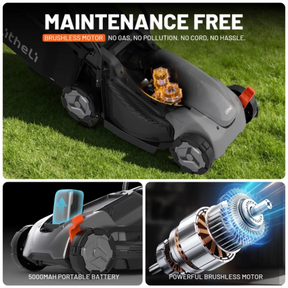 Litheli 20V Cordless Electric Lawn Mower, 13-Inch, Brushless Motor, 5-Position Height Adjustment, with 5.0Ah Battery, for Lawns & Gardens