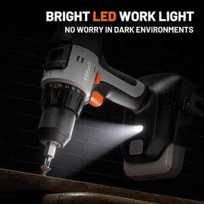 Litheli 20V Cordless 1/2" Drill Driver with 50 N·m High Torque, Brushed Motor, powered by a 2.0Ah Battery