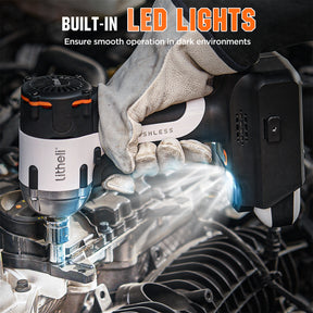 Litheli V20 Cordless Impact Wrench，1/2" Brushless Impact Drill with 332ft-lbs(450Nm) Max Torque,LED Light for Dark Environment, 2.5Ah Battery Power Impact Driver for Home Car Tires Mower