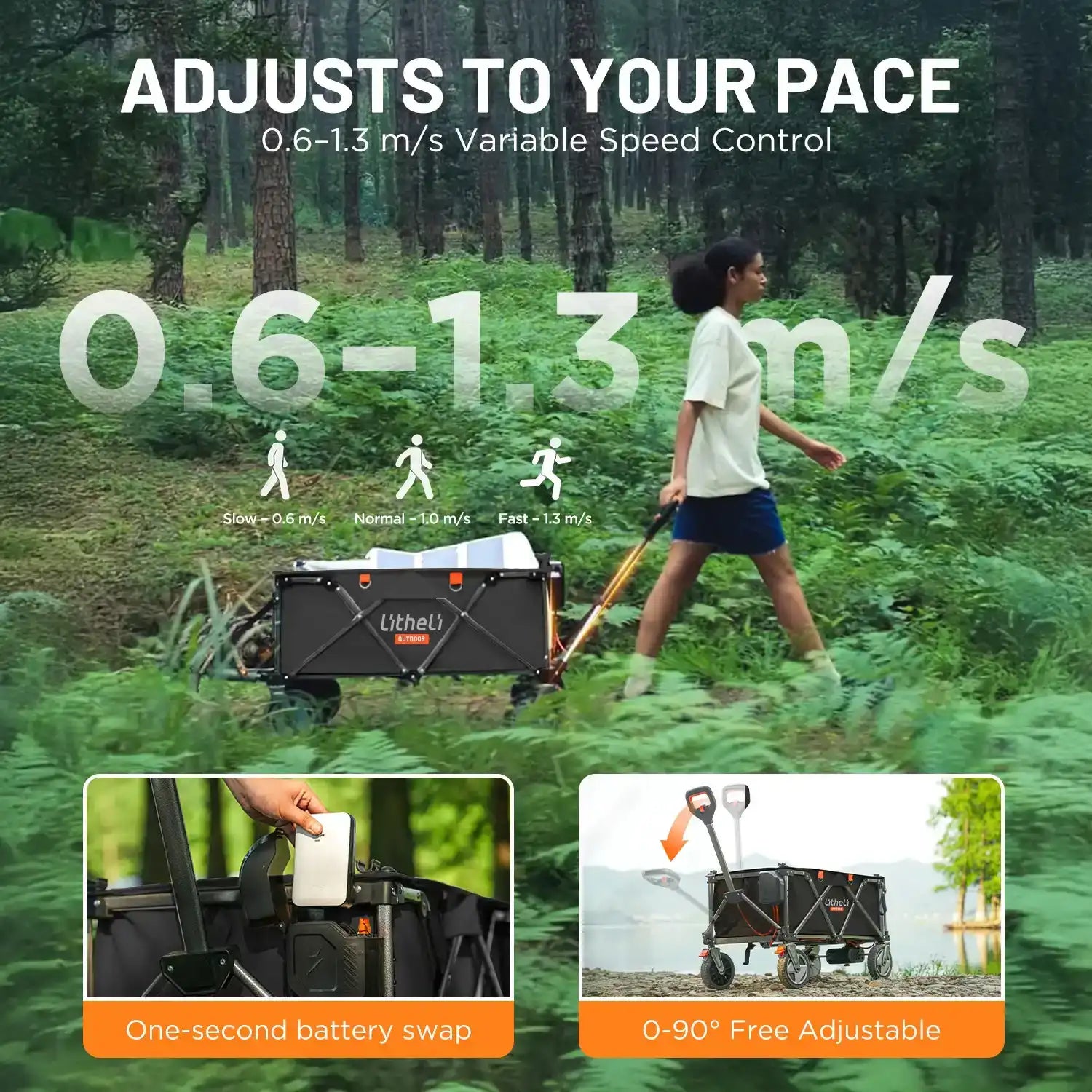 Litheli V140i SE: The Ultimate Electric Camping Wagon| With Various Color and Battery Options