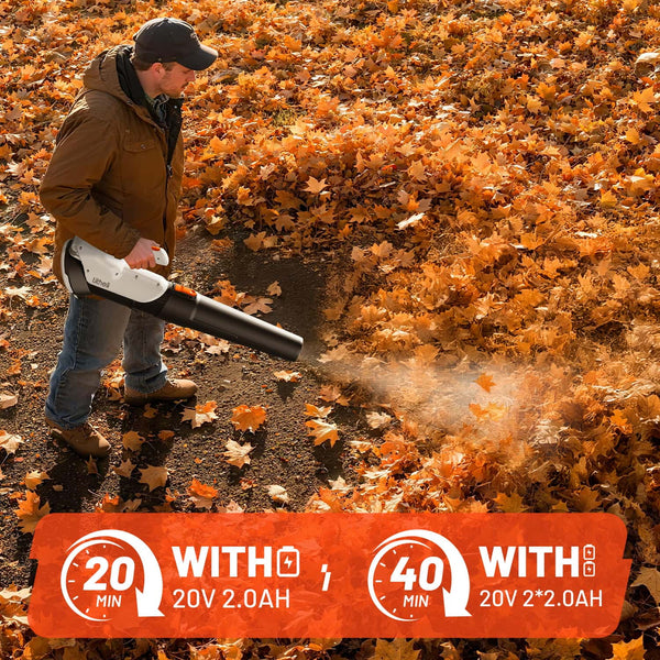 Dual-speed cordless leaf blower with easy one-button speed control