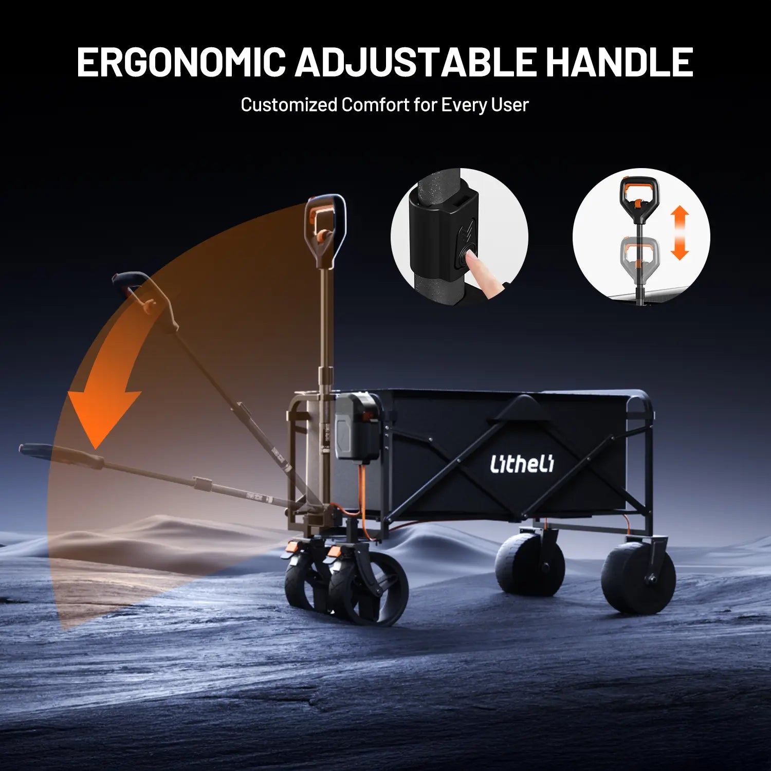 Litheli V100 Black : Electric Collapsible Folding Outdoor Utility Wagon