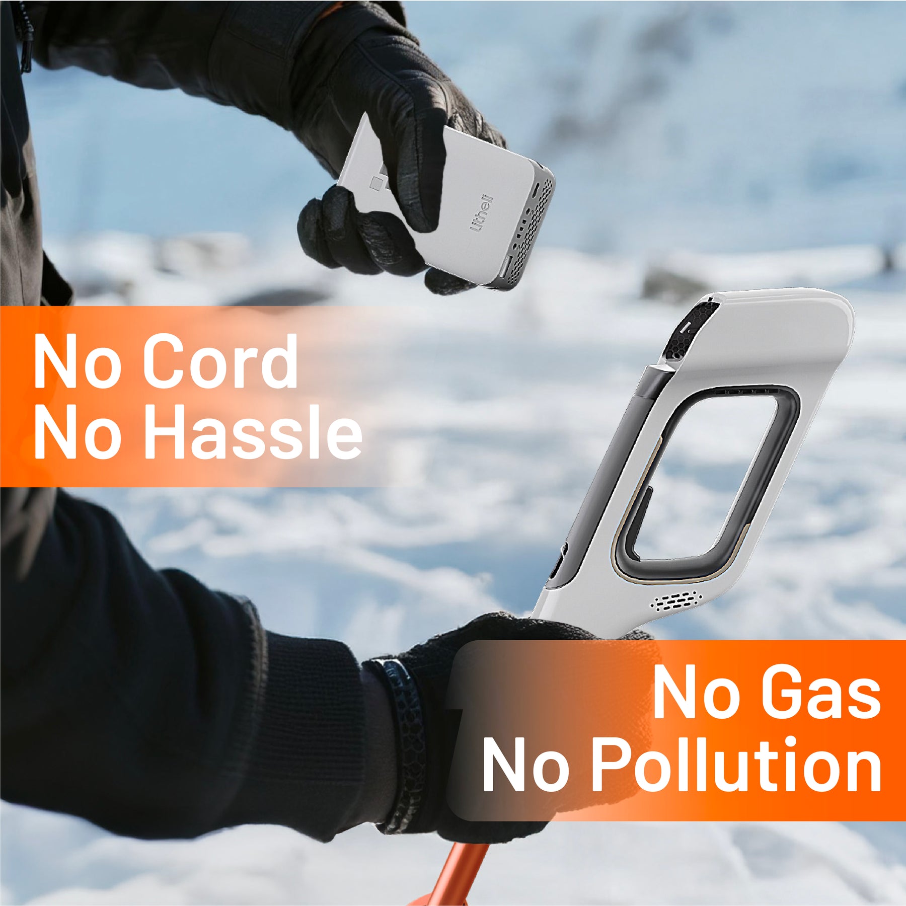 Litheli 20V Cordless Snow Shovel, 13-inch Battery Powered Snow Thrower, with Auxiliary Handle and 4.0Ah+2.0Ah Portable Battery