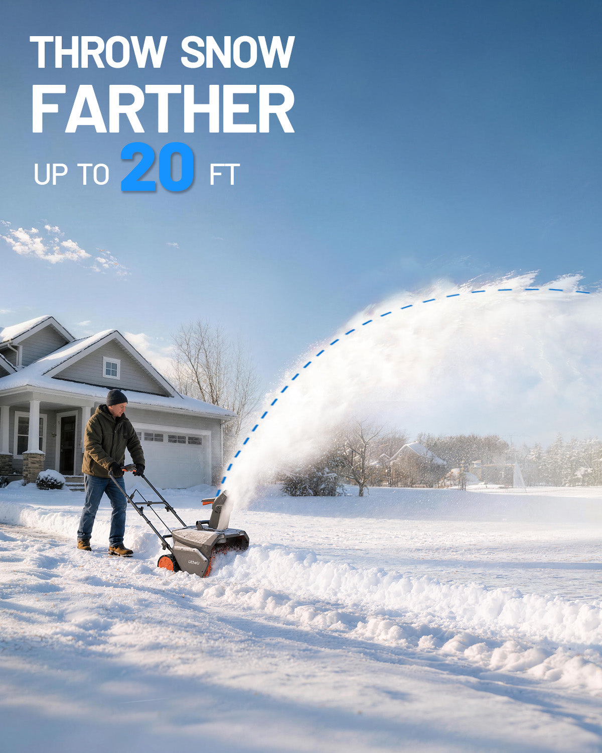 【Pre-Order】Litheli 20" Cordless Snow Blower, 20-Inch Brushless Snow Thrower with LED Lights, 180° Adjustable Chute & Foldable Handle