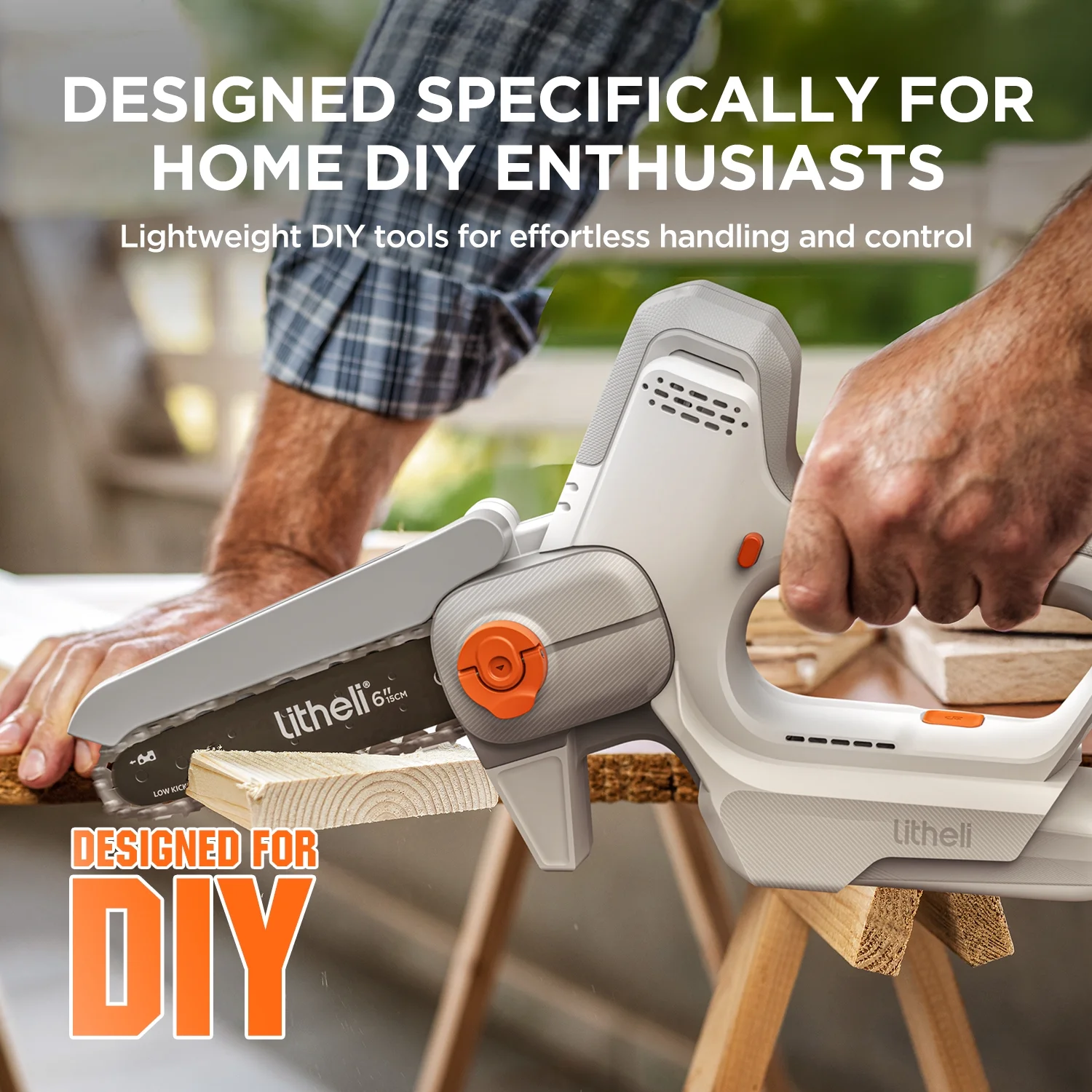 Litheli 6" Portable Cordless Chainsaw powered by a 2.5Ah Battery, 20V Mini Chainsaw with Automatic Chain Lubrication, Double Safety Clasp, Suitable for Branches, Yards, Home and Garden