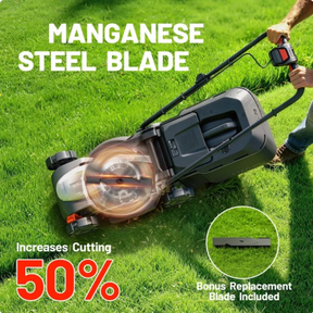 Litheli 40V Cordless Electric Lawn Mower, 14-Inch, Brushless Motor, 5-Position Height Adjustment, with 2 x 5.0Ah Battery, for Lawns & Gardens