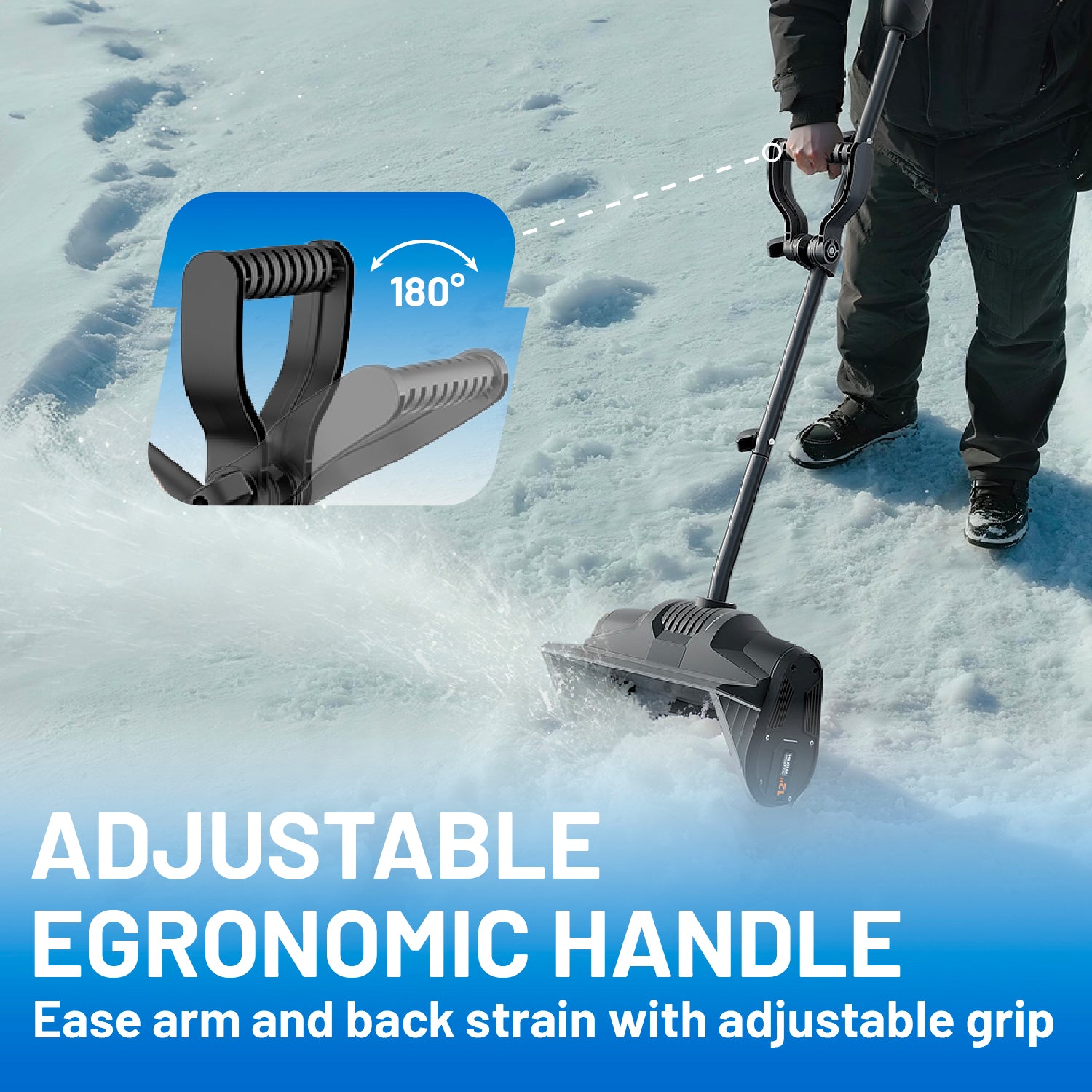 Litheli U20 Cordless Snow Shovel, 2*20V 12" Battery Powered Snow Thrower, Battery Snow Blower with Brushless Motor + 2*4.0Ah Portable Battery