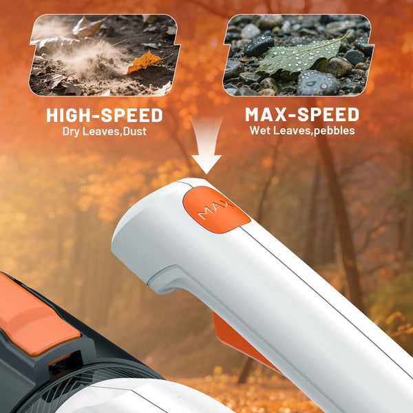 Compact cordless blower offering strong airflow for fast yard cleanup