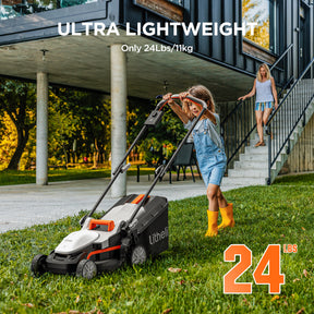 Litheli Cordless Lawn Mower, U20 Series 20V Electric Lawn Mowers, 13 Inch, Adjustment Heights, Light Weight, With 2*2.0Ah Portable Battery, for Garden/Yard/Farm