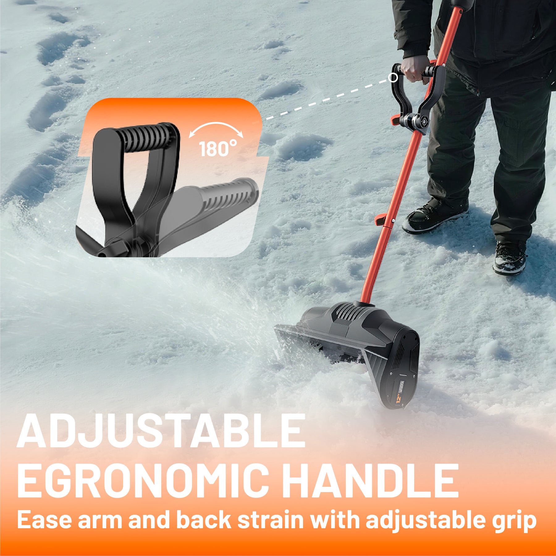 Litheli 20V Cordless Snow Shovel, 13-inch Battery Powered Snow Thrower, with Auxiliary Handle and 4.0Ah+2.0Ah Portable Battery