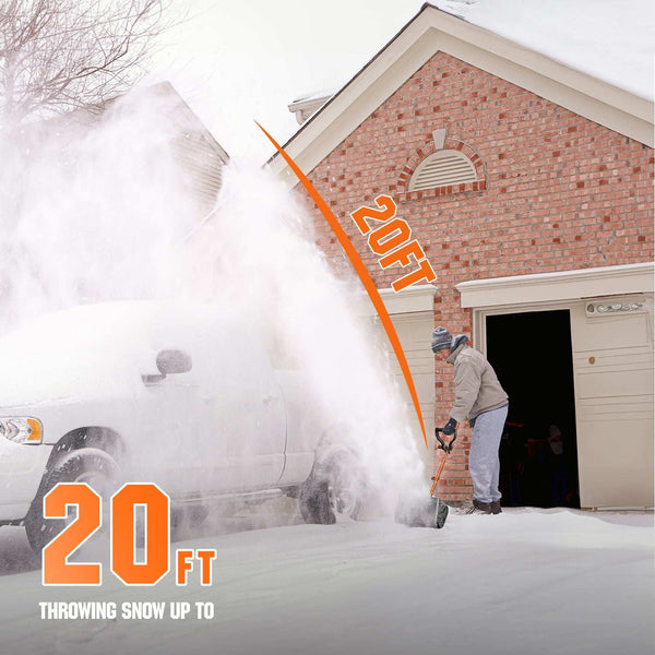 U20 2x20V 12" Brushed Cordless Snow Shovel | Includes 1x4.0Ah + 1x2.0Ah Batteries | 9.3lbs, 20ft Snow Throw