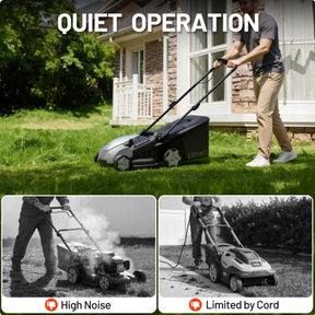 Litheli 40V Cordless Electric Lawn Mower, 16-Inch, Brushless Motor, 5-Position Height Adjustment, with 2 x 5.0Ah Battery and Charger, for Lawns & Gardens