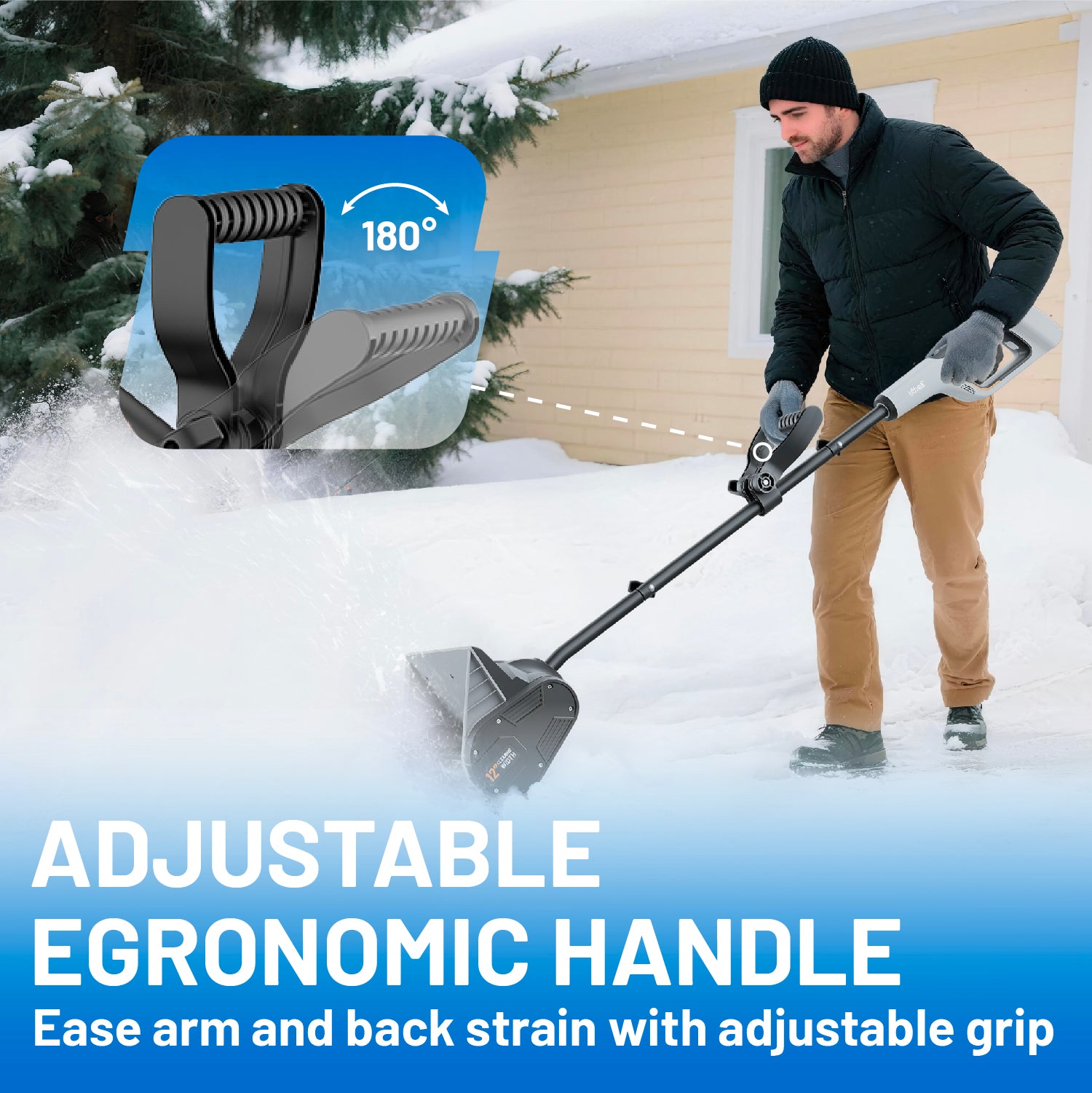 Litheli U20 Cordless Snow Shovel, 20V 12" Battery Powered Snow Thrower, Battery Snow Blower with Brushless Motor + 4.0Ah Portable Battery