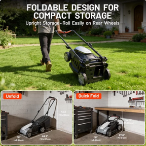 Litheli 40V Cordless Electric Lawn Mower, 15-Inch, Brushless Motor, 5-Position Height Adjustment, with 2 x 5.0Ah Battery and Charger, for Lawns & Gardens