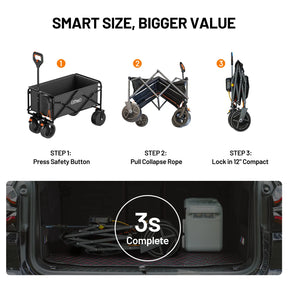 Litheli V100 Black : Electric Collapsible Folding Outdoor Utility Wagon