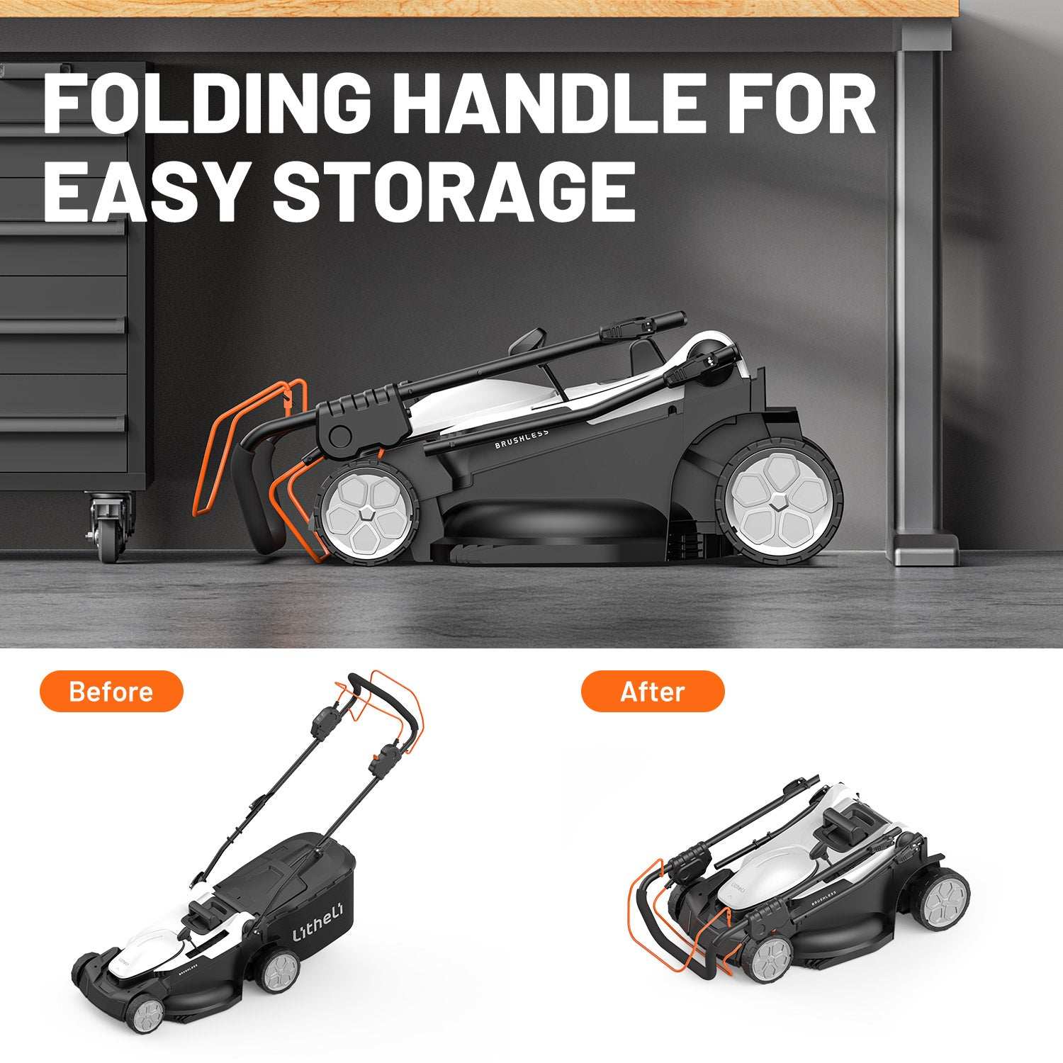 Litheli 2*20V 17.5" Cordless Lawn Mower, Cordless Brushless Self-Propelled Lawn Mower with 2*4.0Ah Battery