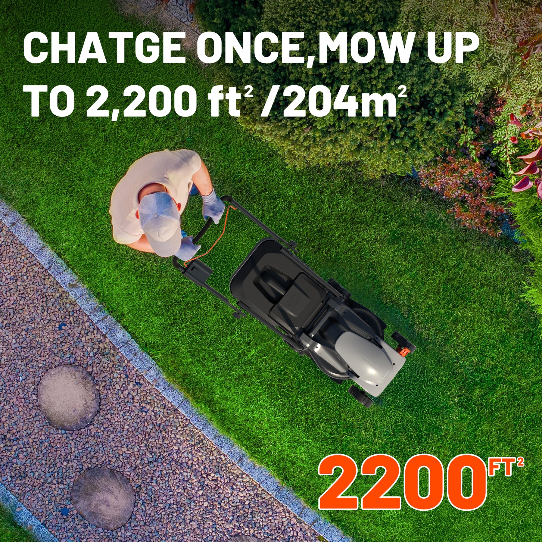 Litheli 20V Cordless Electric Lawn Mower, 14-Inch, Brushless Motor, 5-Position Height Adjustment, with 5.0Ah Battery, for Lawns & Gardens
