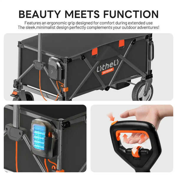 Heavy-duty folding wagon supports up to 110 lbs load without tipping