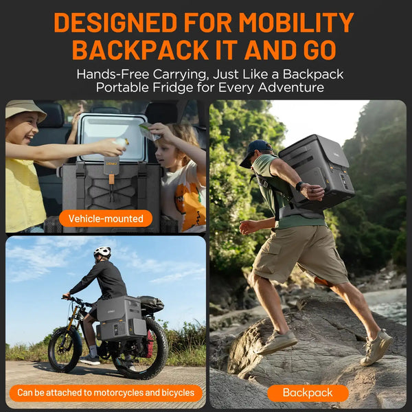 Backpack refrigerator design with detachable top box and storage side pockets