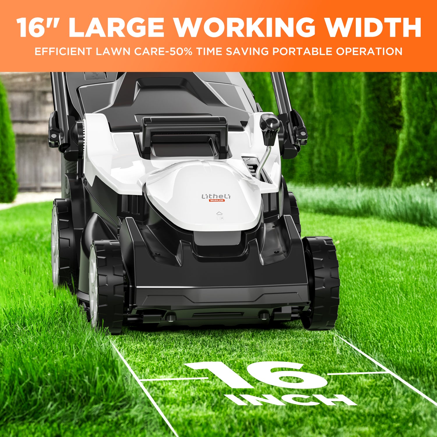 U20 16-Inch Brushless Lawn Mower | Includes 2 x 4.0Ah Batteries | Effortlessly Tackle Lawns up to 2700 Sq. Ft.