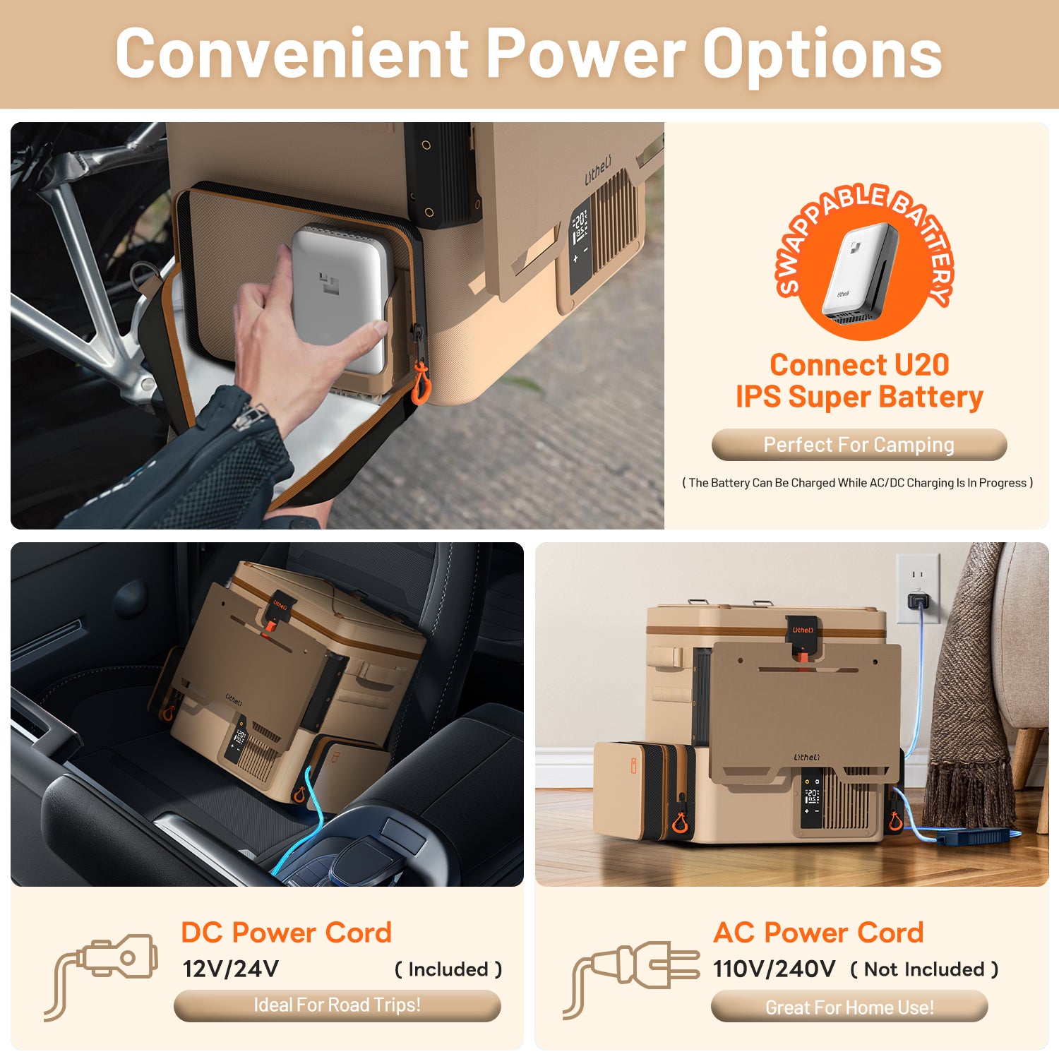Litheli FrozenPack: The First Backpack Car Fridge | Includes 2 x 4.0Ah SE Batteries | 20L/21QT