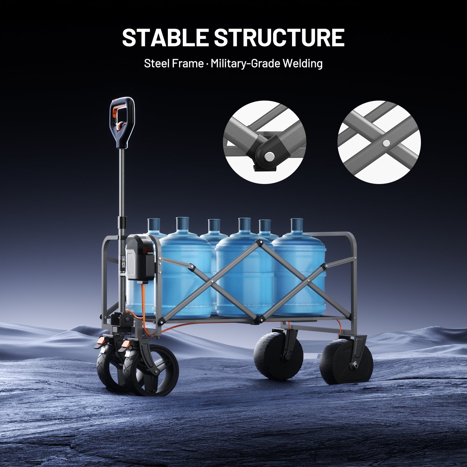 Litheli V100 Grey : Electric Collapsible Folding Outdoor Utility Wagon