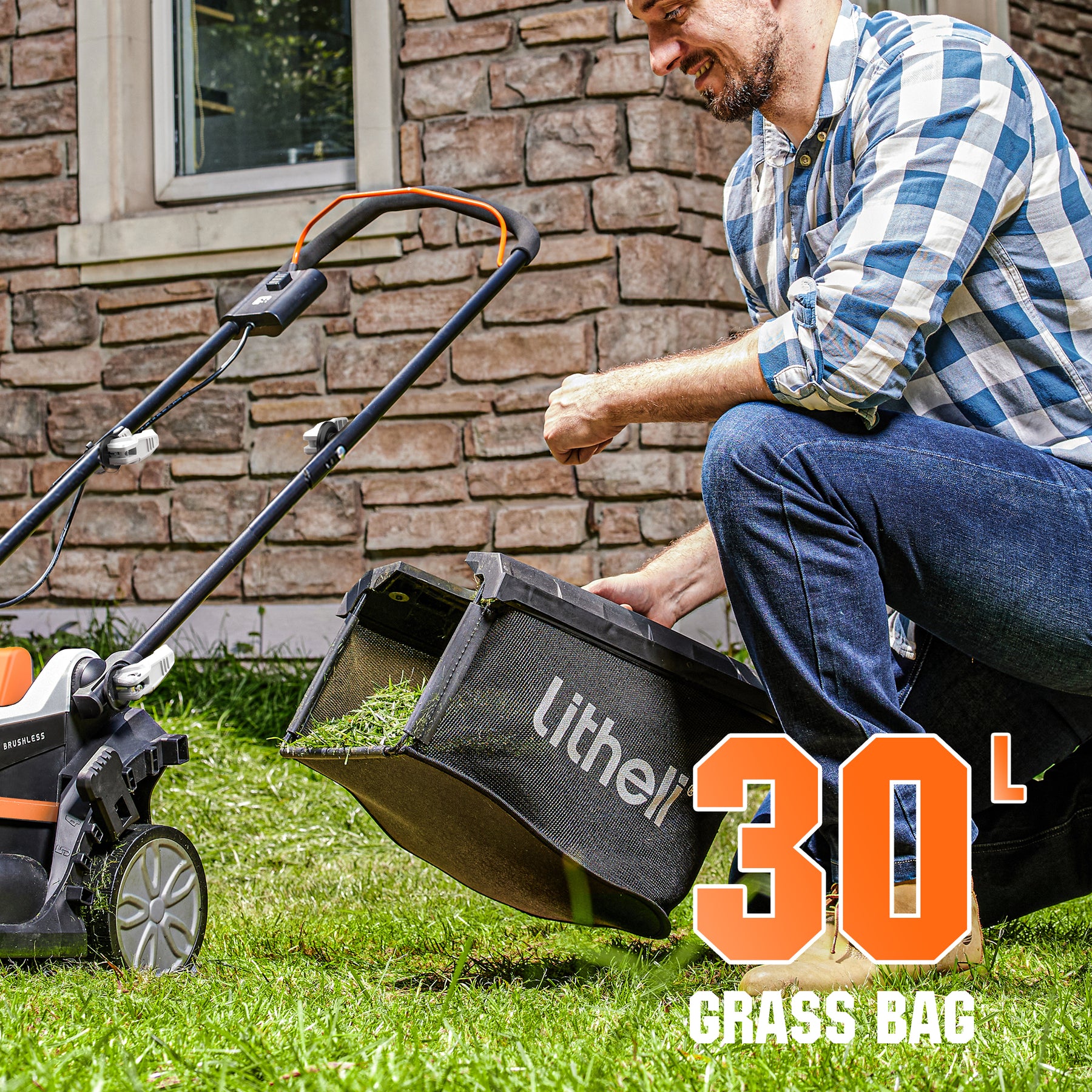 Litheli Cordless Lawn Mower, U20 Series 20V Electric Lawn Mowers, 13 Inch, Adjustment Heights, Light Weight, With 2*2.0Ah Portable Battery, for Garden/Yard/Farm