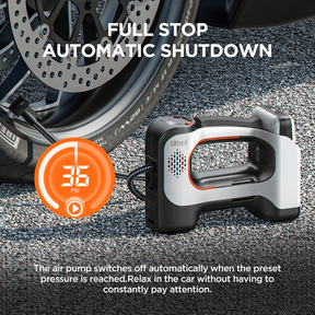 Litheli Cordless Tire Inflator, 150 Psi Air Compressor for Car Tires with Auto Shutoff, Compact Pump with Gauge & LED Light, and 2.0Ah Portable Battery
