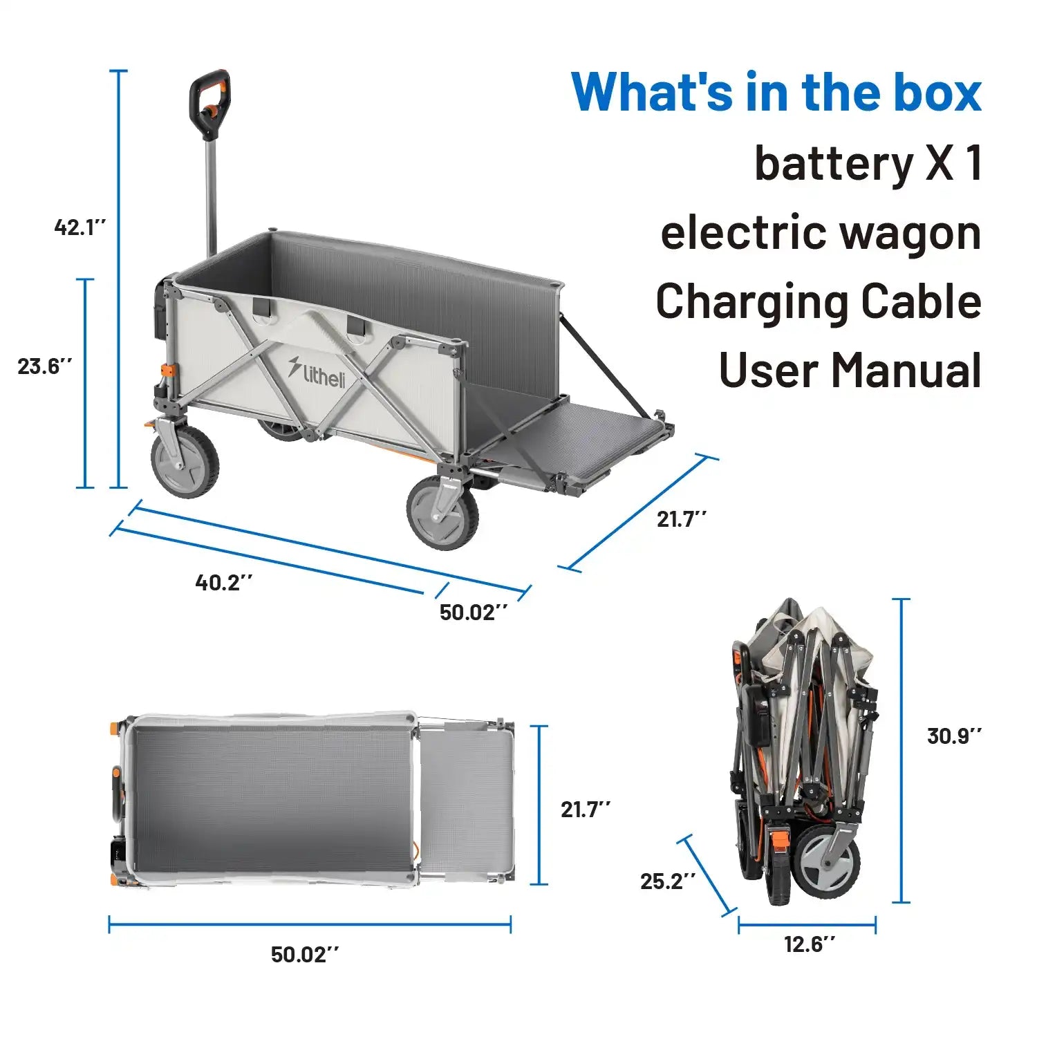 Litheli V140i Beige : The Ultimate Electric Camping Wagon|With 1×4.0Ah SE Battery