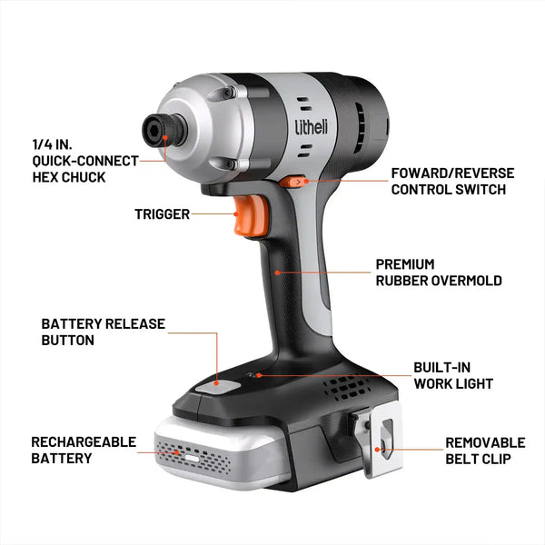 Litheli 20V impact driver durable construction – long-lasting tool for everyday DIY projects