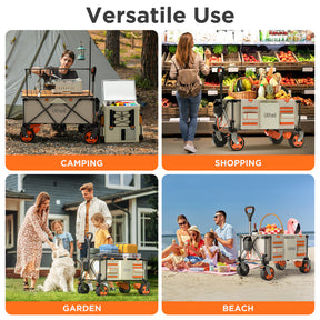 Litheli Electric Utility Wagon, Electric Drive, 200L, 8 Inch All Terrain Wheel, Foldable Wagon, With 4.0 Ah Battery, For Camping/Gardening/Shopping