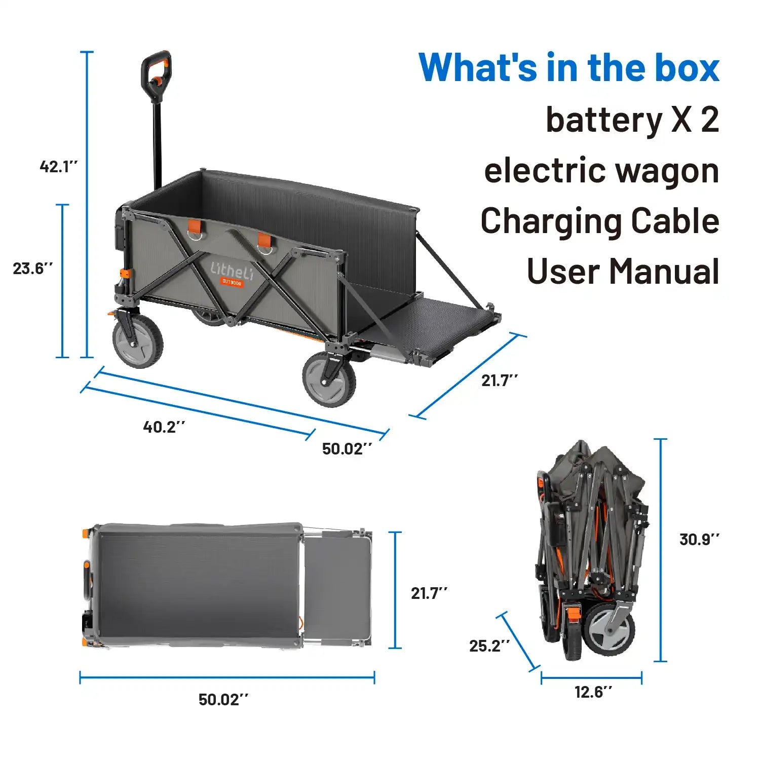 Litheli V140i SE Grey : The Ultimate Electric Camping Wagon|With 1 × 4.0Ah SE Battery