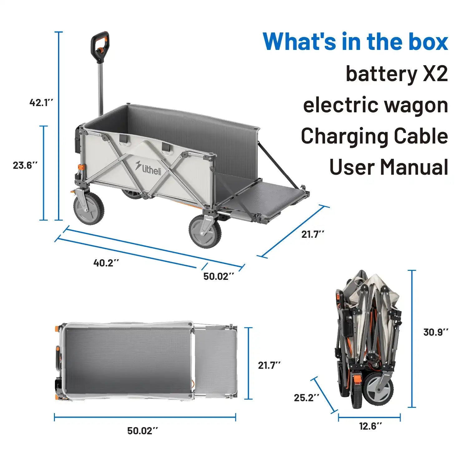 Litheli V140i Beige : The Ultimate Electric Camping Wagon|With 1×4.0Ah SE Battery